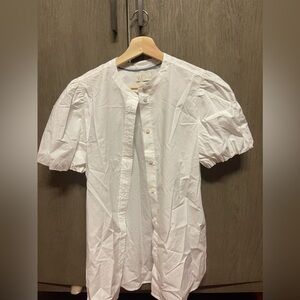 Jcrew white puff sleeve blouse